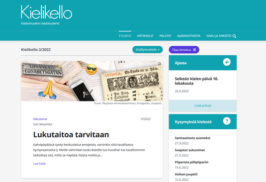 Kielikello 3/2022. Ruutukaappaus.