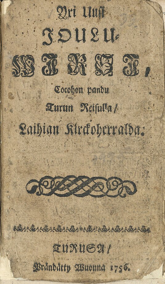 Samuel Wacklin: Yxi Uusi Joulu-Wirsi (1756). Nimiö. Kuva: Kansalliskirjasto, Ruotsin ajan kokoelma.