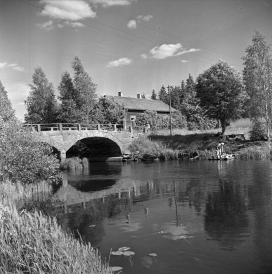 Jokimaisema Kiikoisissa. Kuva: Raimo Seppälä, 1959. Satakunnan museo.