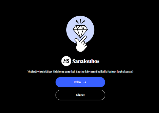 Sanalouhos-pelin aloitusruutu