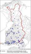 Karjalohja - koukkia-sanan levikki