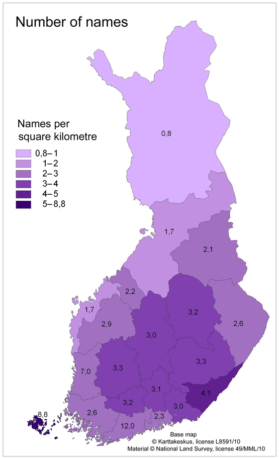 map number of names