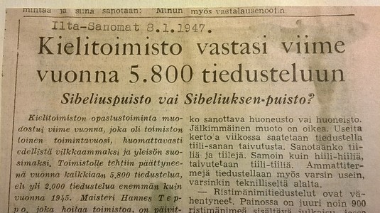 5800 tiedustelua. Ilta-Sanomat 8.1.1947.