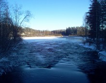 Joki virtaa tammikuussa. Kuva: Ilona Paajanen, Kotus.