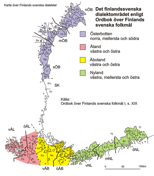 Dialektindelning enligt OFSF