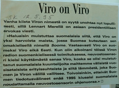 Viro on Viro. Suomen kuvalehti 12.5.1995.