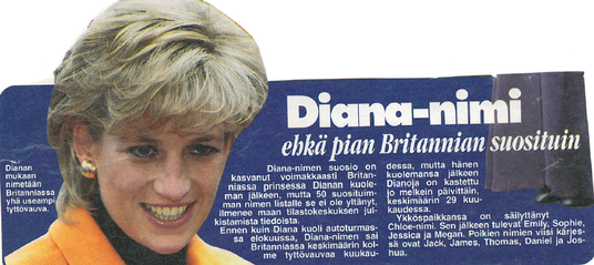 Diana-nimi. Iltalehti 5.1.1998.