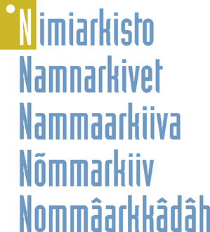 Digitaalinen Nimiarkisto. Kaikki kielet. Suunnittelija: Olli Miettinen.
