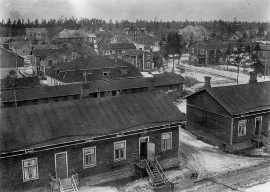 Hyvinkään Villatehtaan työntekijöiden asuinalue Port Arthur vuonna 1927. Kuva: Hyvinkään kaupunginmuseo. CC BY-NC-ND 4.0.