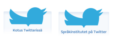 Kotimaisten kielten keskuksen Twitter-tilien logot. Suunnittelu: Poutapilvi. Kuva: Kotus.
