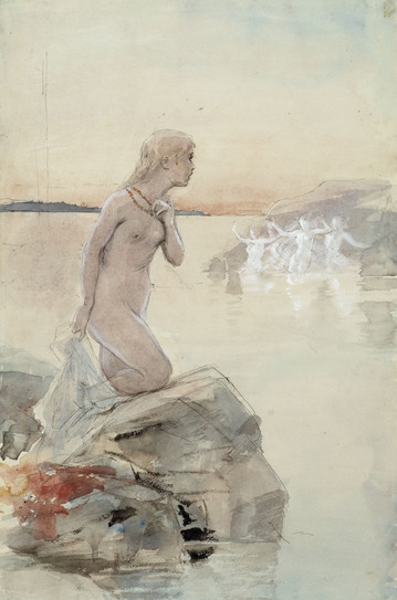 Albert Edelfelt. Aino. 1935. Paperi, vesiväri, 43,5 × 29 cm. Kuva: Kansallisgalleria.