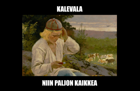 Kalevala - niin paljon kaikkea. Maalaus: Sigfrid August Keinänen: Kullervo paimenessa. 1896. Kuva: Kansallisgalleria. Kuvan muokkaus: Risto Uusikoski, Kotus.