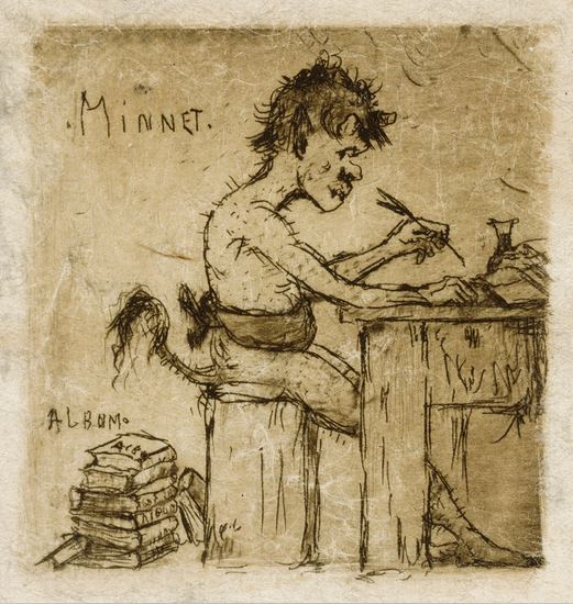 Hugo Simberg: Muisti. 4,4 × 4,3 cm., viivasyövytys. Kuva: Kansallisgalleria.