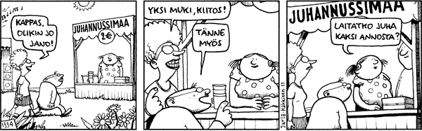 Pertti Jarla. Fingerpori: Juhannussima. Julkaistu Helsingin Sanomissa 23.6.2011. Uudelleenjulkaisu tässä yhteydessä Reijo Rouvisen luvalla.