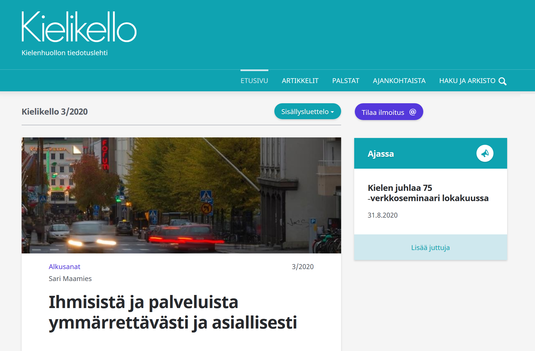 Kielikello 3/2020. Ruutukaappaus.