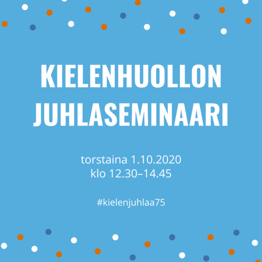 Kielenhuollon juhlaseminaari to 1.10.2020. Kuva: Henna Leskelä, Kotus.