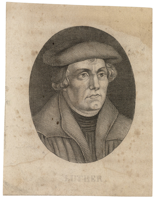 Martin Luther. Tuntemattoman tekijän kuparikaiverrus. Kuva: Museovirasto. Historian kuvakokoelma, Enckellin kokoelma. CC BY 4.0.