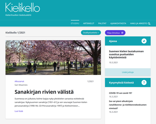 Kielikello 1/2021. Ruutukaappaus.