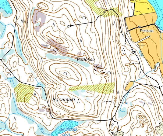 Vorlokso Maaningalla. Maanmittauslaitoksen maastotietokanta 2021.