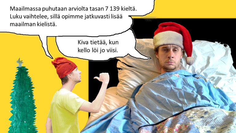 Knoppikalenteri 2021. Knoppi 2: Maailmassa puhutaan 7 139 kieltä.