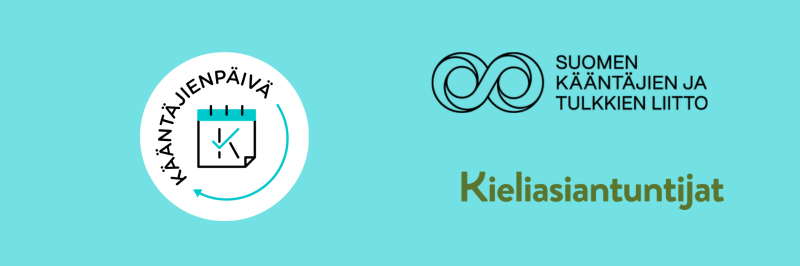 Kääntäjienpäivän logo sekä tilaisuuden järjestäjien logot.