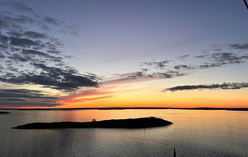 skärgård i solnedgång