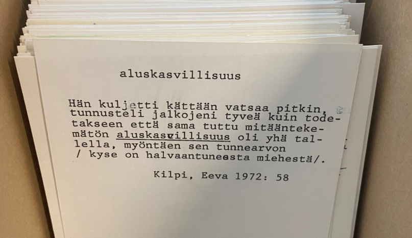 Aluskasvillisuus, Eeva Kilpi 1972. Kuva: Teresa Damski, Kotus.