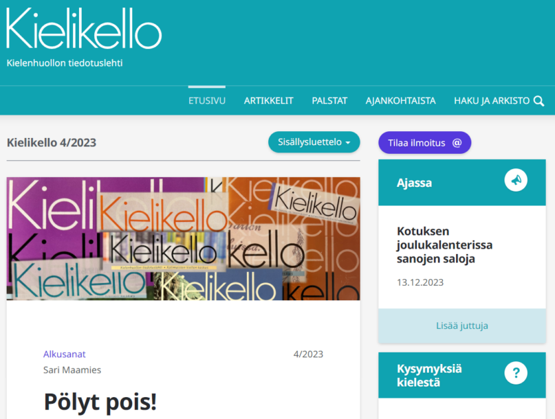 Kielikello 4/2023. Ruutukaappaus.