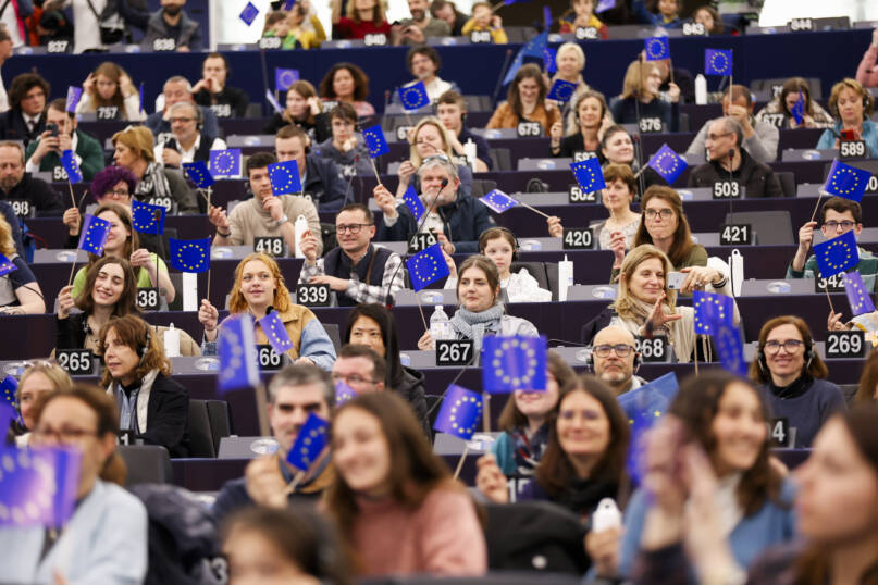 Avointen ovien päivä Euroopan parlamentissa Strasbourgissa 27.4.2024. Kuva: Mathieu Cugnot. Euroopan unioni.