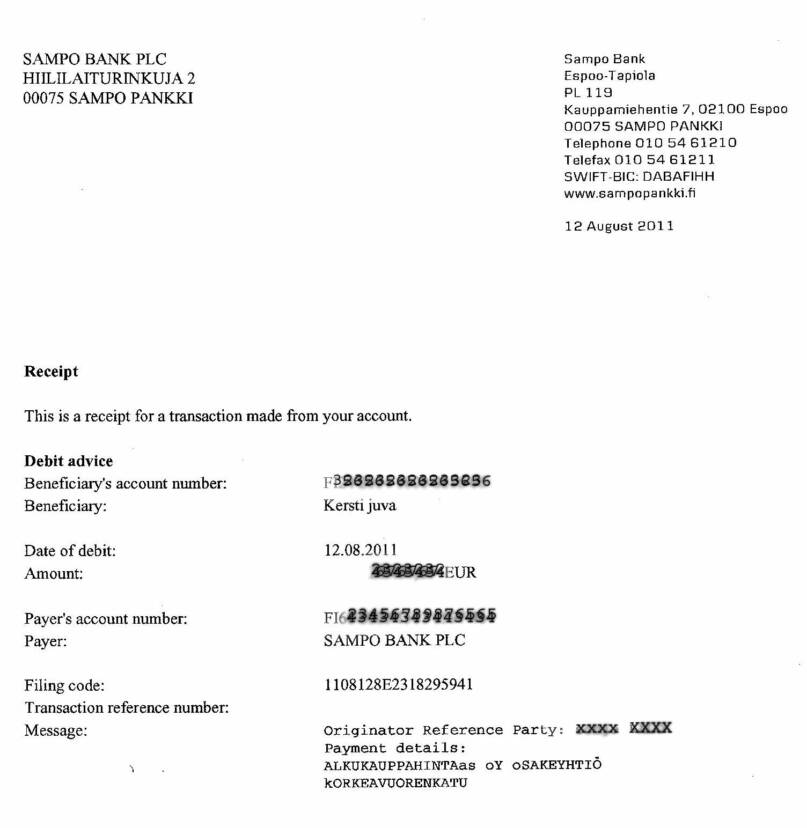 Pankkitosite. Kuva: Kersti Juva.