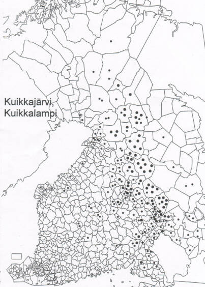 Kuikka-nimien levikkikartta. Nimiarkisto.