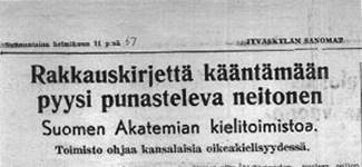 Rakkauskirjeitä. Jyväskylän sanomat 11.2.1957.