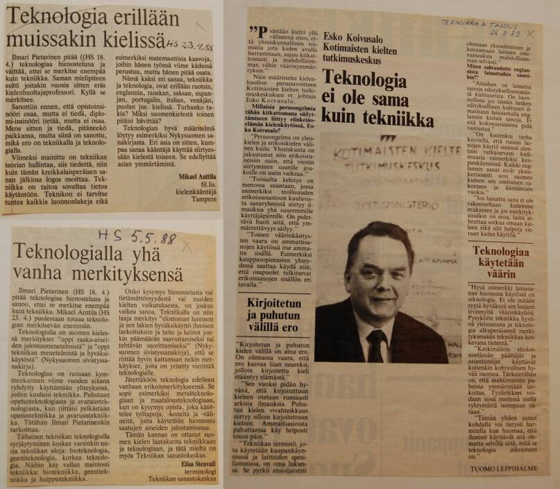 Lehtileikkeitä teknologiasta. Helsingin Sanomat 23.4.1988 ym.