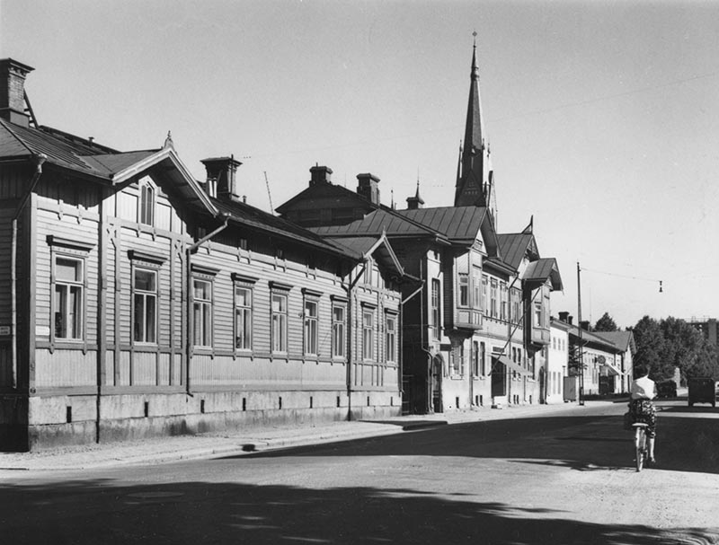 Turun Port Arthurin rakennuksia Puutarhakadulla vuonna 1955. Kuva: C. J. Gardberg. Turun Museokeskus. CC BY-ND 4.0