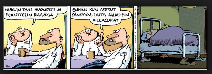 Monitulkintainen neuvo Fingerpori-stripissä. Tekijä: Pertti Jarla.