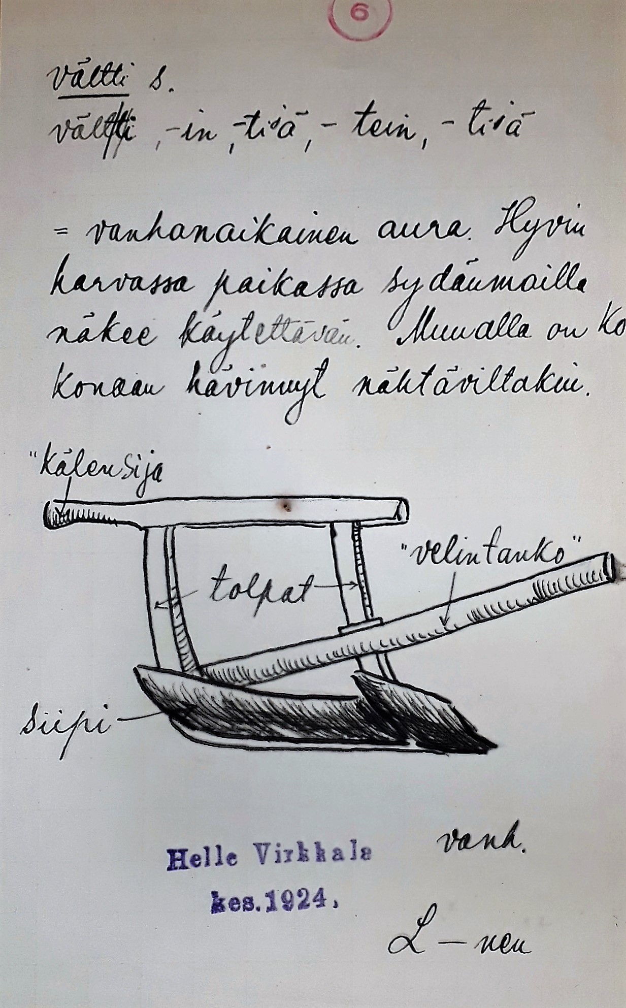 Välttiaura Luopioisista. Suomen murteiden sana-arkisto, Kotus.