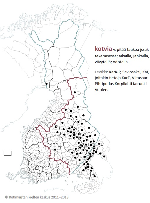 Kotvia-verbin levikki. Suomen murteiden sanakirja.