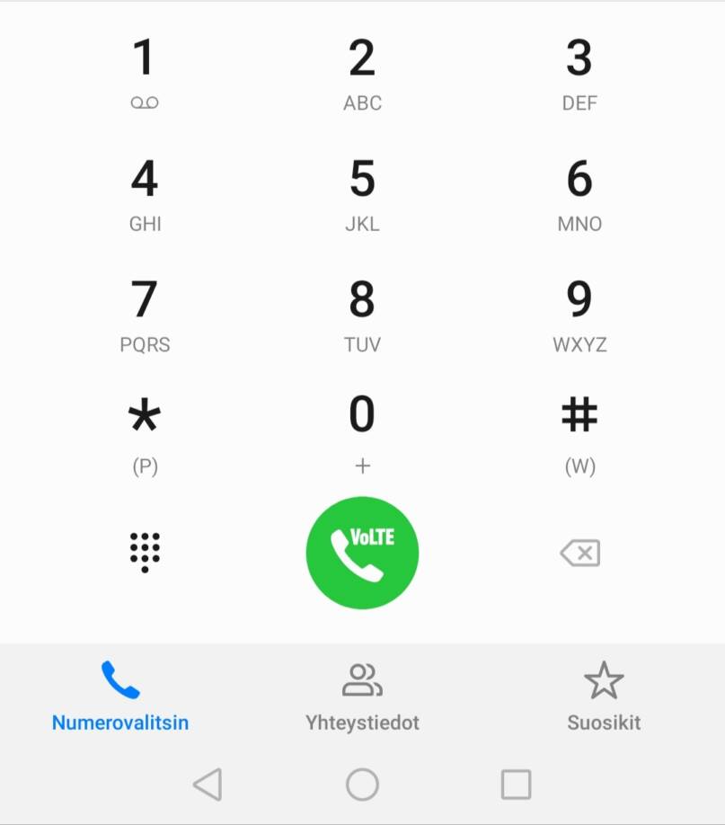 VoLTE-teksti luurinäppäimessä. Kuvankaappaus: Marianne Laaksonen, Kotus.
