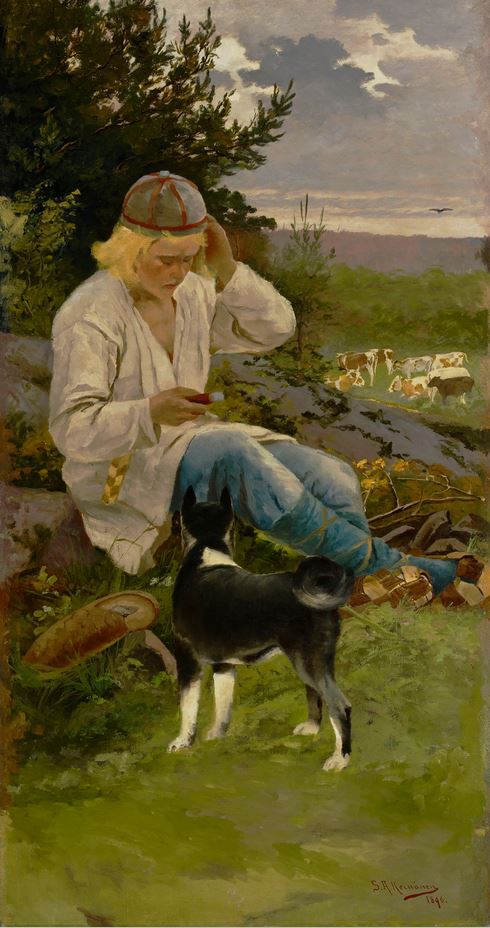 Sigfrid August Keinänen. Kullervo paimenessa. 1896. Öljy kankaalle, 130 x 68 cm. Kuva: Kansallisgalleria.