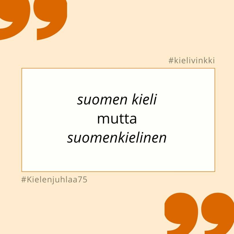 Tekstilaatikko, jossa lukee: suomen kieli mutta suomenkielinen.