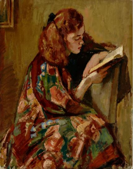 Magnus Enckell. Lukeva tyttö. 1921–1922. 80,5 × 63,5 cm öljy kankaalle. Kuva: Antellin kokoelmat. Kansallisgalleria. Tekijänoikeusvapaa.