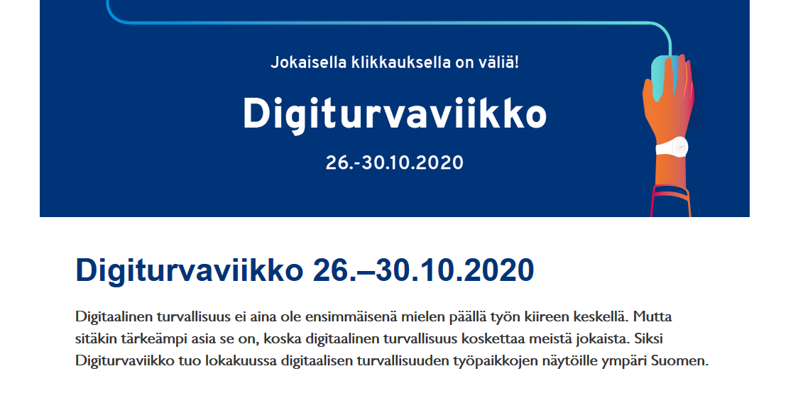 Digiturvaviikon verkkosivut. Kuvakaappaus.