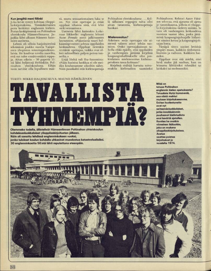 Tavallaista tyhmempiä. Suomen kuvalehti 17/1972.