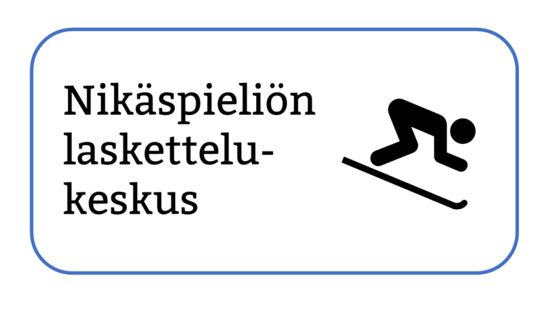 Kuvitteellinen Nikäspieliön laskettelukeskus -kyltti. Kuva: Petra Saarnisto, Kotus.