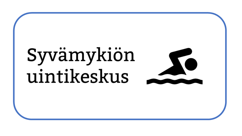 Kuvitteellinen Syvämykiön uintikeskus -kyltti. Kuva: Petra Saarnisto, Kotus.